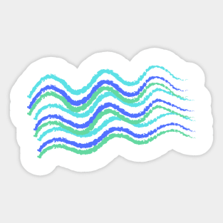 blue green water waves design Sticker